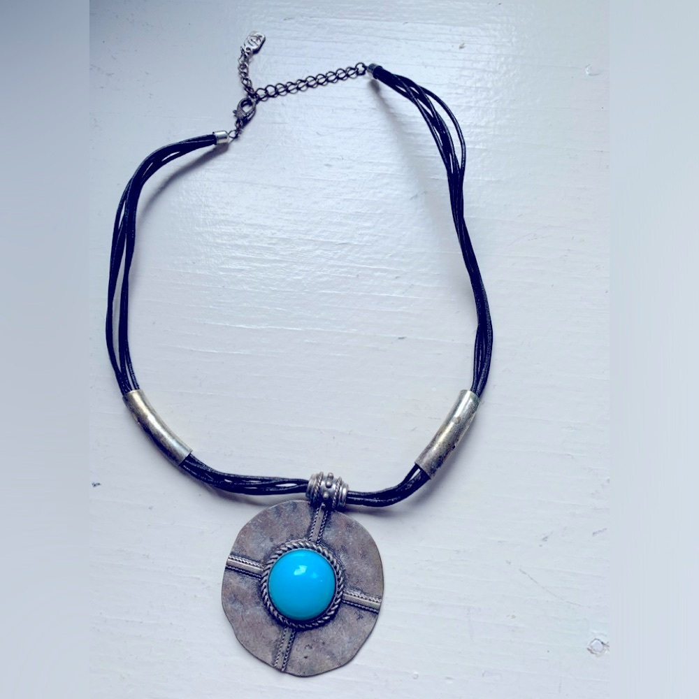 Turquoise and Silver Pendant Necklace